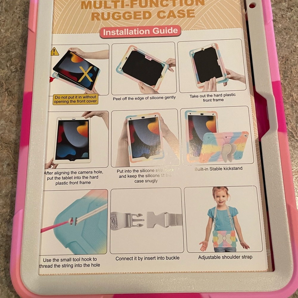 Pink and Purple Butterfly Tablet Case with Strap NWOT - Picture 4 of 4